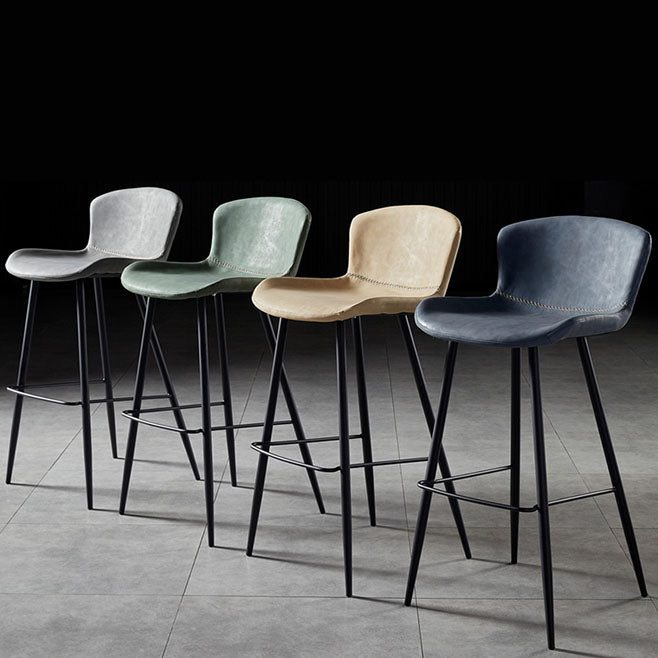 Scandinavian Bucket Backless Stool Leather Upholstered Counter Stool