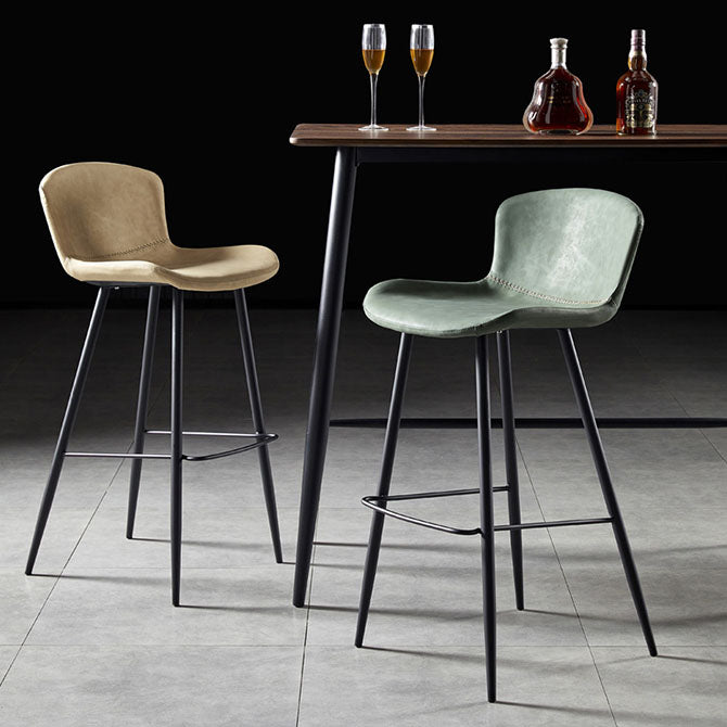 Scandinavian Bucket Backless Stool Leather Upholstered Counter Stool