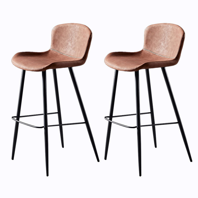 Scandinavian Bucket Backless Stool Leather Upholstered Counter Stool