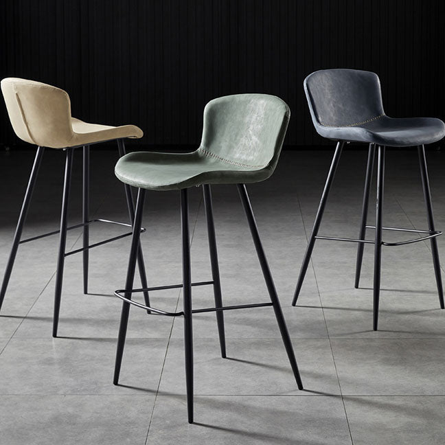 Scandinavian Bucket Backless Stool Leather Upholstered Counter Stool