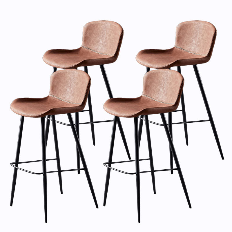 Scandinavian Bucket Backless Stool Leather Upholstered Counter Stool