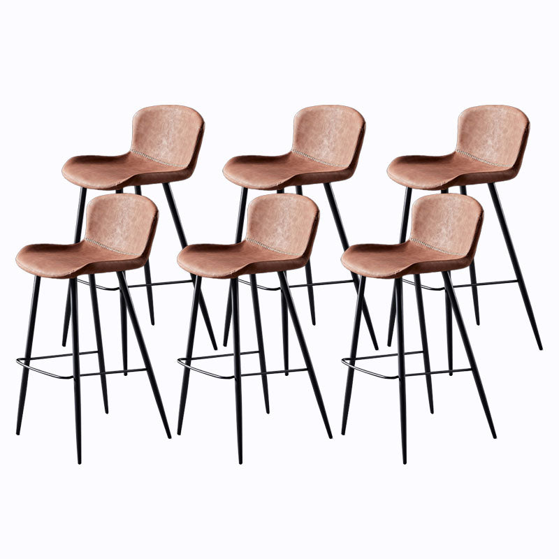 Scandinavian Bucket Backless Stool Leather Upholstered Counter Stool