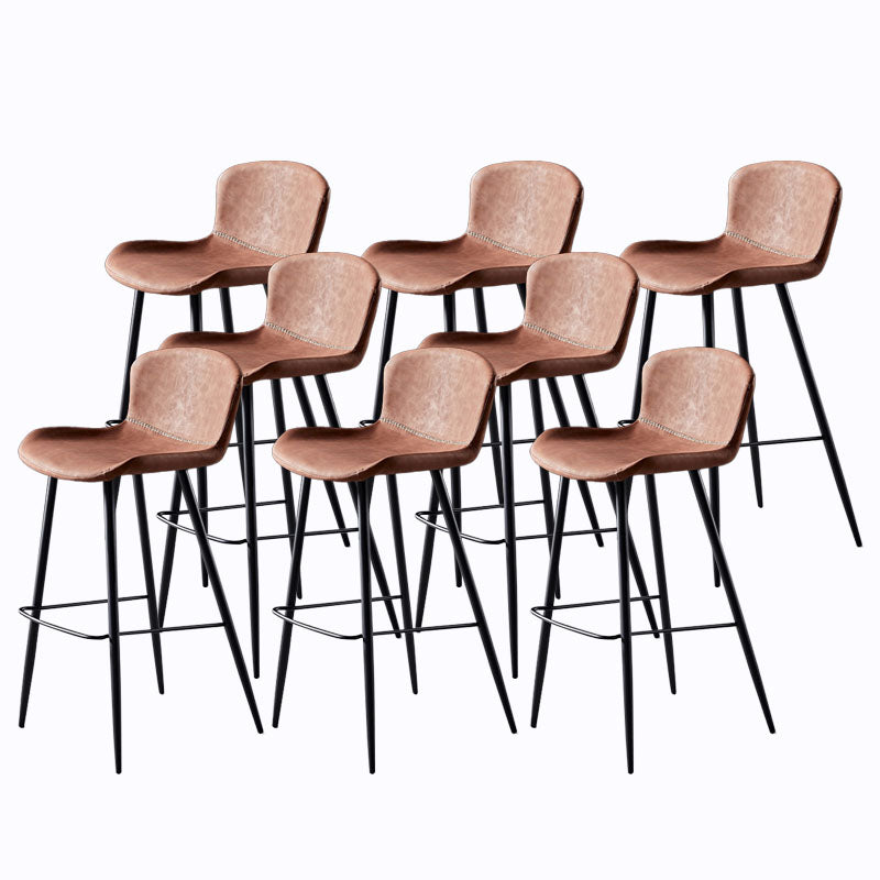 Scandinavian Bucket Backless Stool Leather Upholstered Counter Stool