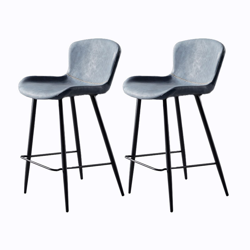 Scandinavian Bucket Backless Stool Leather Upholstered Counter Stool