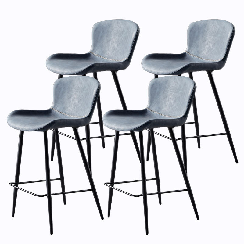 Scandinavian Bucket Backless Stool Leather Upholstered Counter Stool