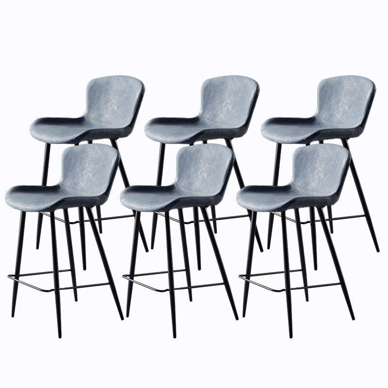 Scandinavian Bucket Backless Stool Leather Upholstered Counter Stool