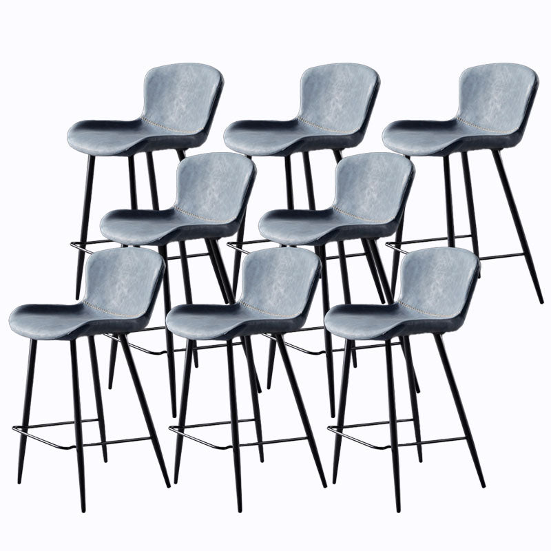 Scandinavian Bucket Backless Stool Leather Upholstered Counter Stool