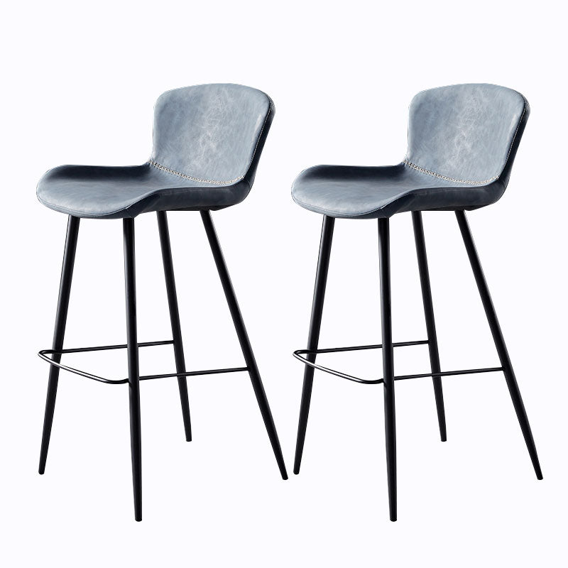 Scandinavian Bucket Backless Stool Leather Upholstered Counter Stool