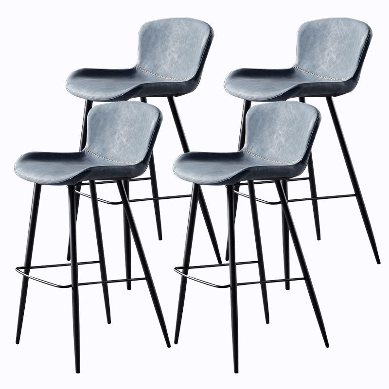 Scandinavian Bucket Backless Stool Leather Upholstered Counter Stool