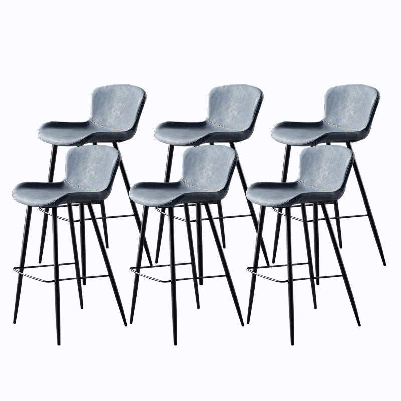 Scandinavian Bucket Backless Stool Leather Upholstered Counter Stool