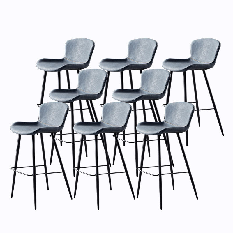 Scandinavian Bucket Backless Stool Leather Upholstered Counter Stool