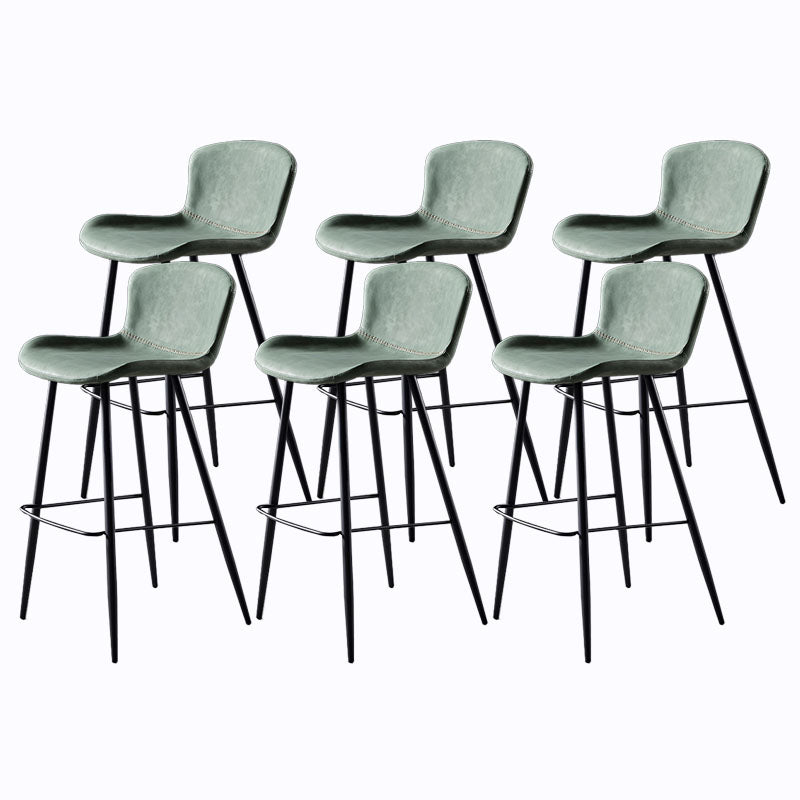 Scandinavian Bucket Backless Stool Leather Upholstered Counter Stool