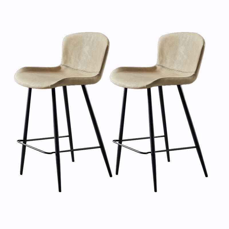 Scandinavian Bucket Backless Stool Leather Upholstered Counter Stool