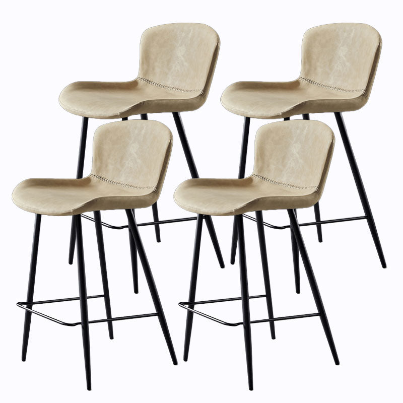 Scandinavian Bucket Backless Stool Leather Upholstered Counter Stool