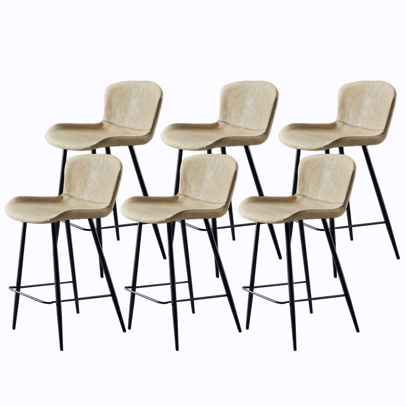 Scandinavian Bucket Backless Stool Leather Upholstered Counter Stool