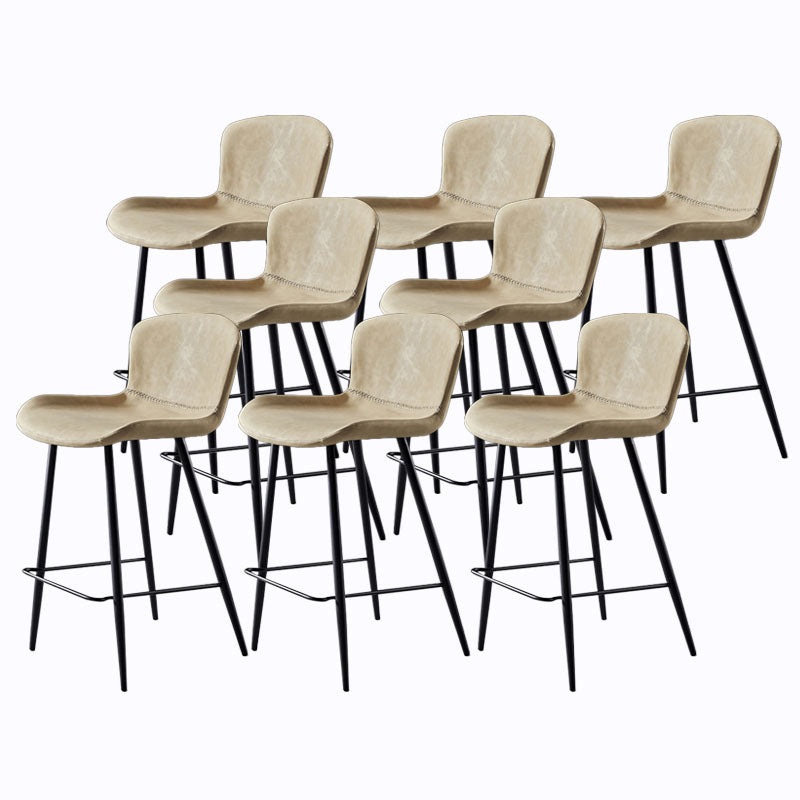 Scandinavian Bucket Backless Stool Leather Upholstered Counter Stool