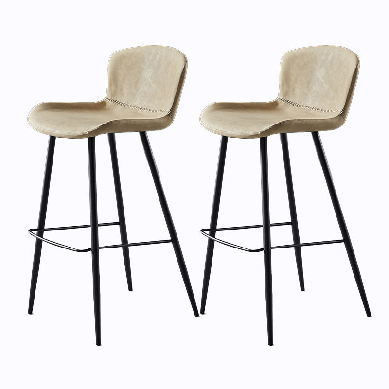 Scandinavian Bucket Backless Stool Leather Upholstered Counter Stool