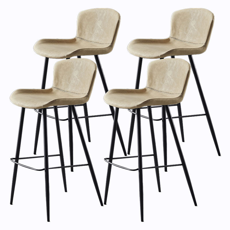 Scandinavian Bucket Backless Stool Leather Upholstered Counter Stool