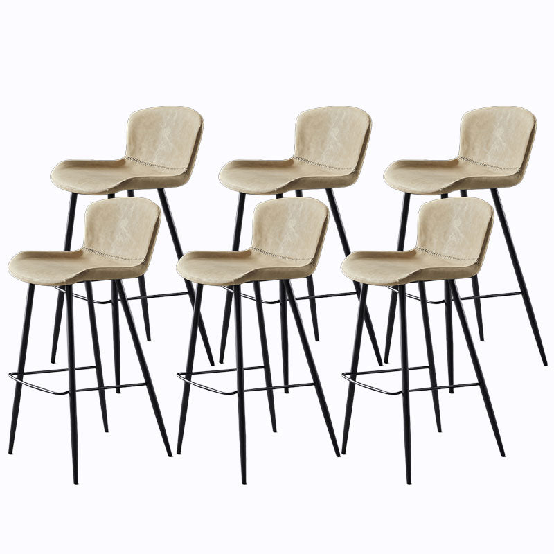 Scandinavian Bucket Backless Stool Leather Upholstered Counter Stool