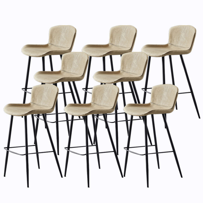 Scandinavian Bucket Backless Stool Leather Upholstered Counter Stool