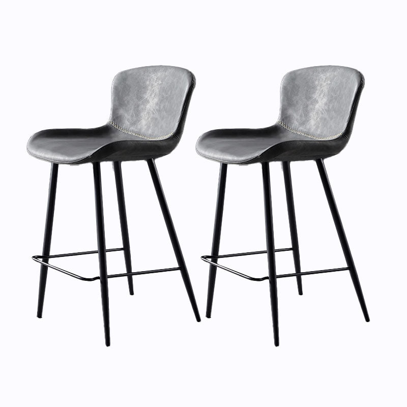 Scandinavian Bucket Backless Stool Leather Upholstered Counter Stool