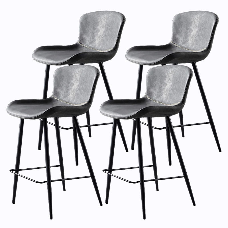 Scandinavian Bucket Backless Stool Leather Upholstered Counter Stool