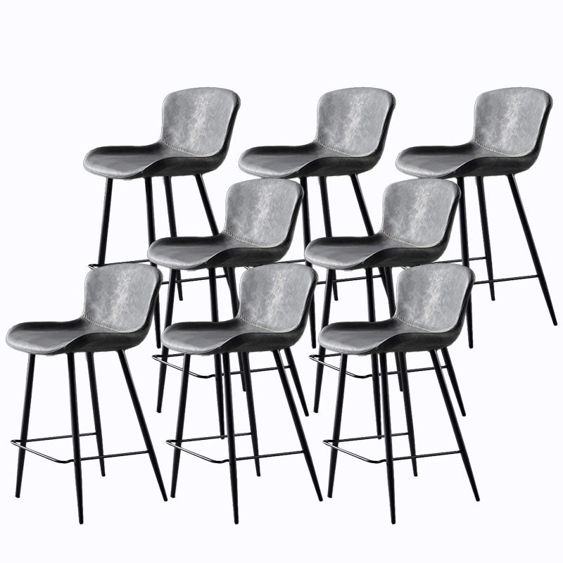 Scandinavian Bucket Backless Stool Leather Upholstered Counter Stool