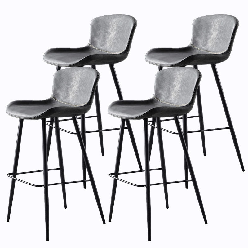 Scandinavian Bucket Backless Stool Leather Upholstered Counter Stool