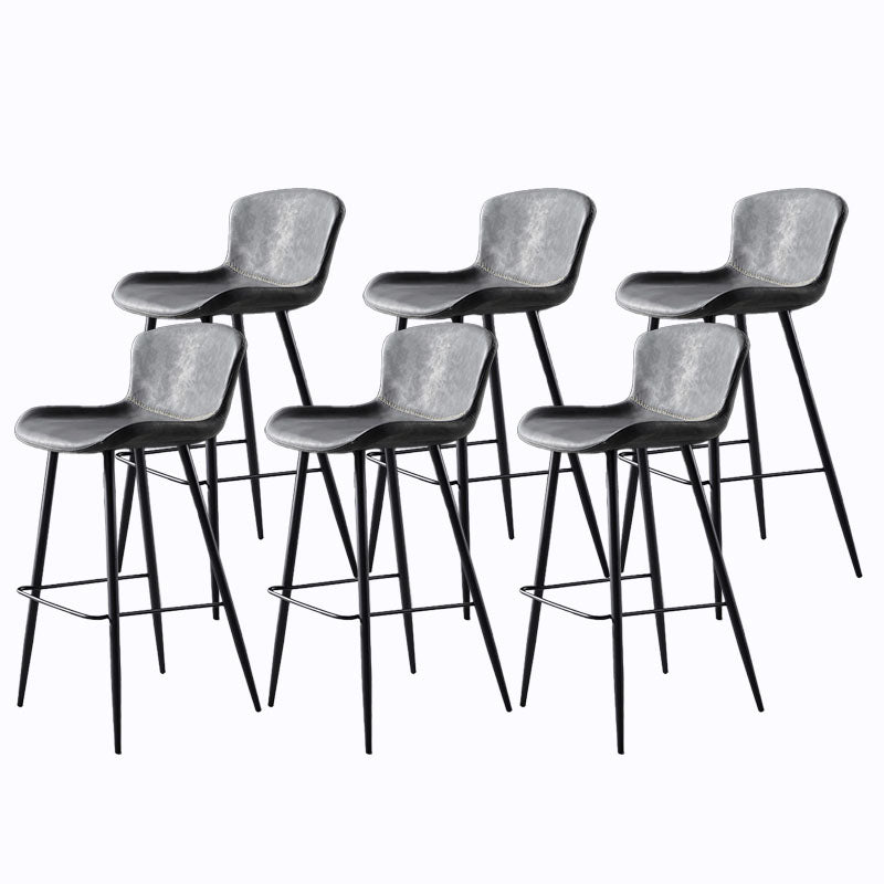 Scandinavian Bucket Backless Stool Leather Upholstered Counter Stool