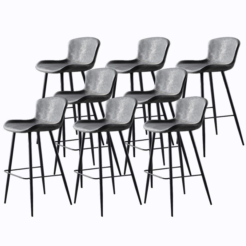 Scandinavian Bucket Backless Stool Leather Upholstered Counter Stool