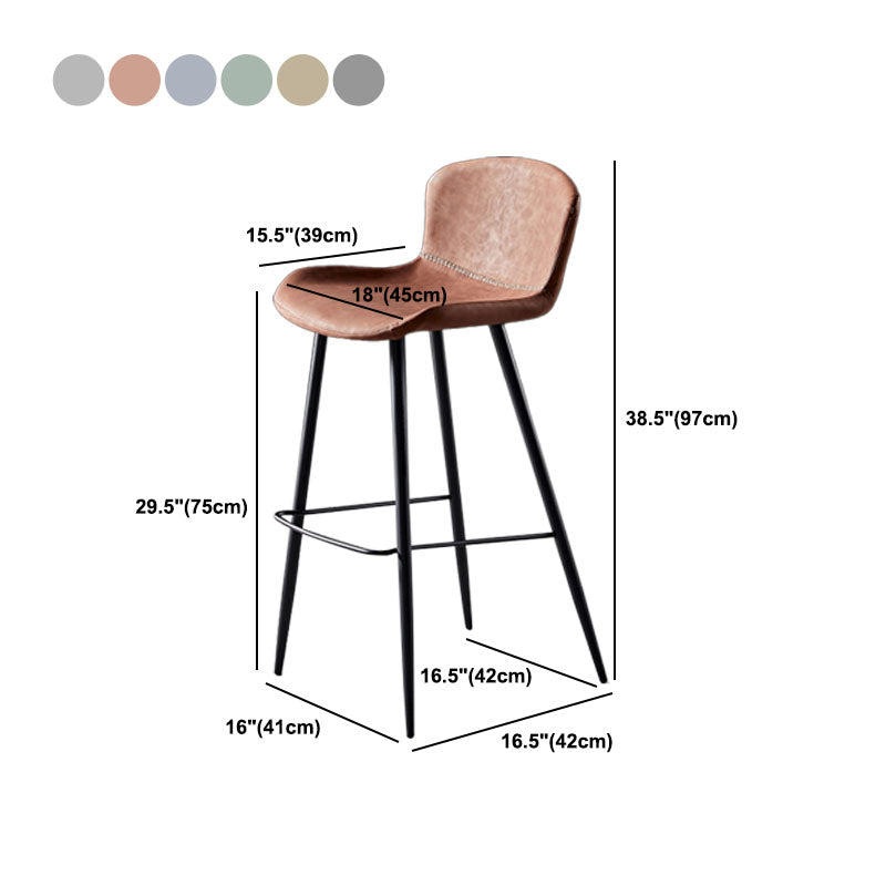 Scandinavian Bucket Backless Stool Leather Upholstered Counter Stool