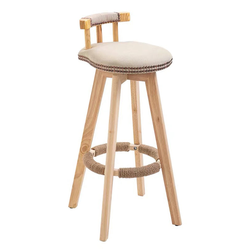 Modern Wooden Barstool Fabric Cushion in Matte Finish for Indoor