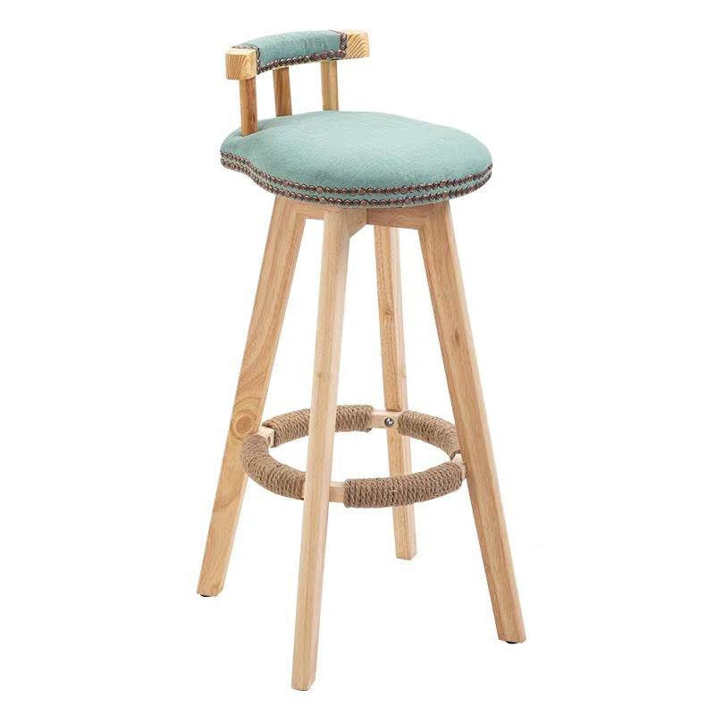 Modern Wooden Barstool Fabric Cushion in Matte Finish for Indoor