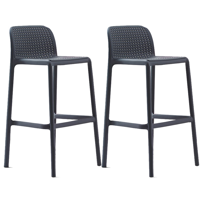 Modern Plastic Counter Stool Low Back Square Stool for Living Room