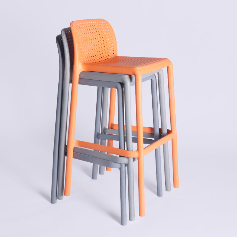 Modern Plastic Counter Stool Low Back Square Stool for Living Room