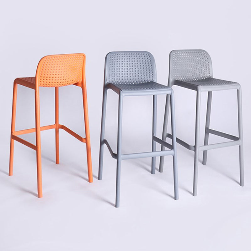 Modern Plastic Counter Stool Low Back Square Stool for Living Room