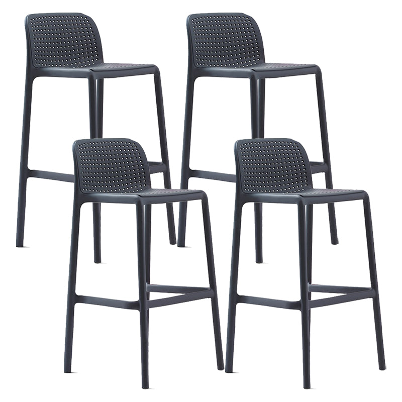 Modern Plastic Counter Stool Low Back Square Stool for Living Room