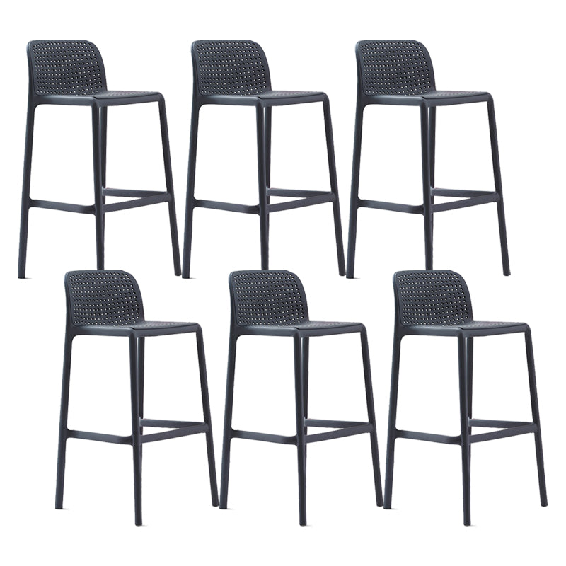 Modern Plastic Counter Stool Low Back Square Stool for Living Room