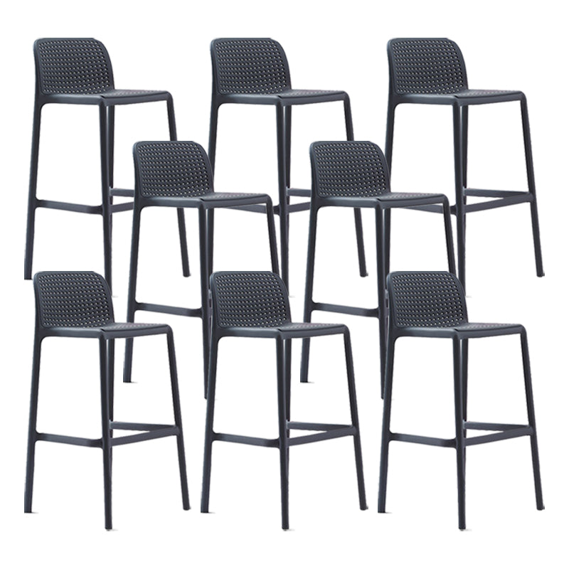 Modern Plastic Counter Stool Low Back Square Stool for Living Room