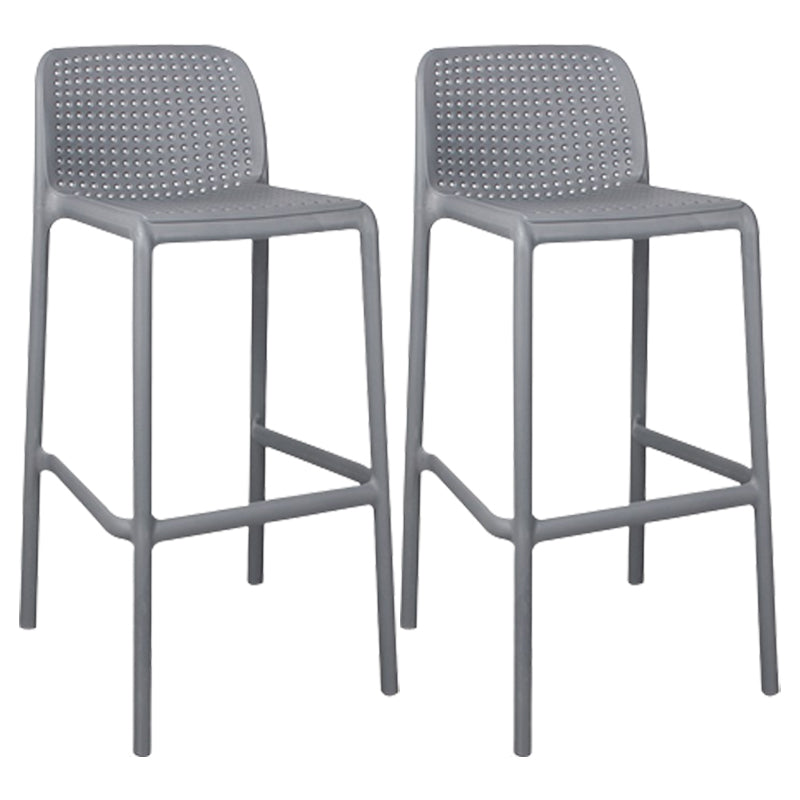 Modern Plastic Counter Stool Low Back Square Stool for Living Room
