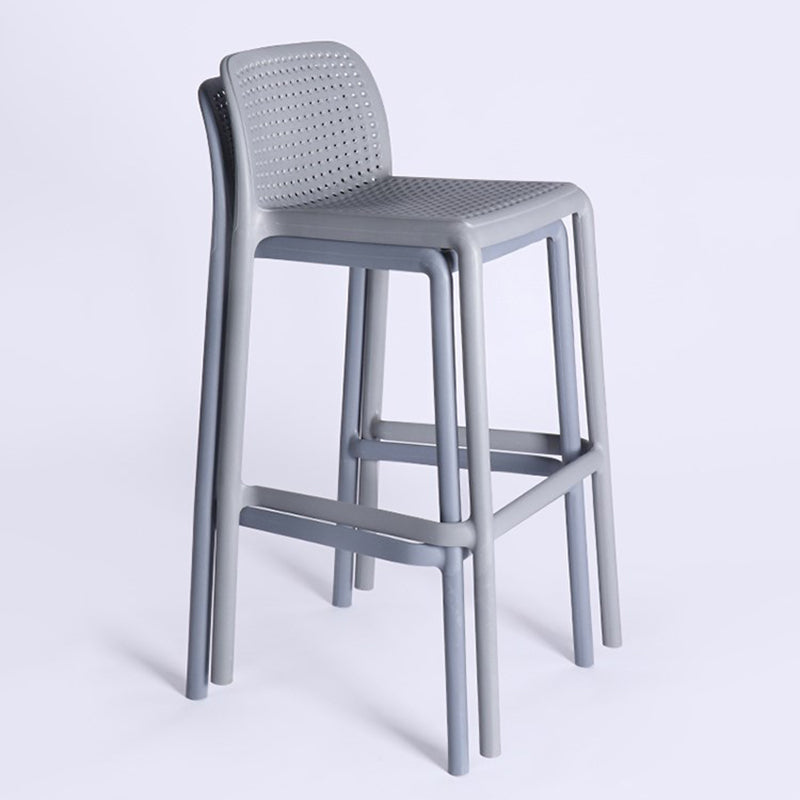 Modern Plastic Counter Stool Low Back Square Stool for Living Room