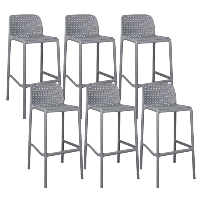 Modern Plastic Counter Stool Low Back Square Stool for Living Room