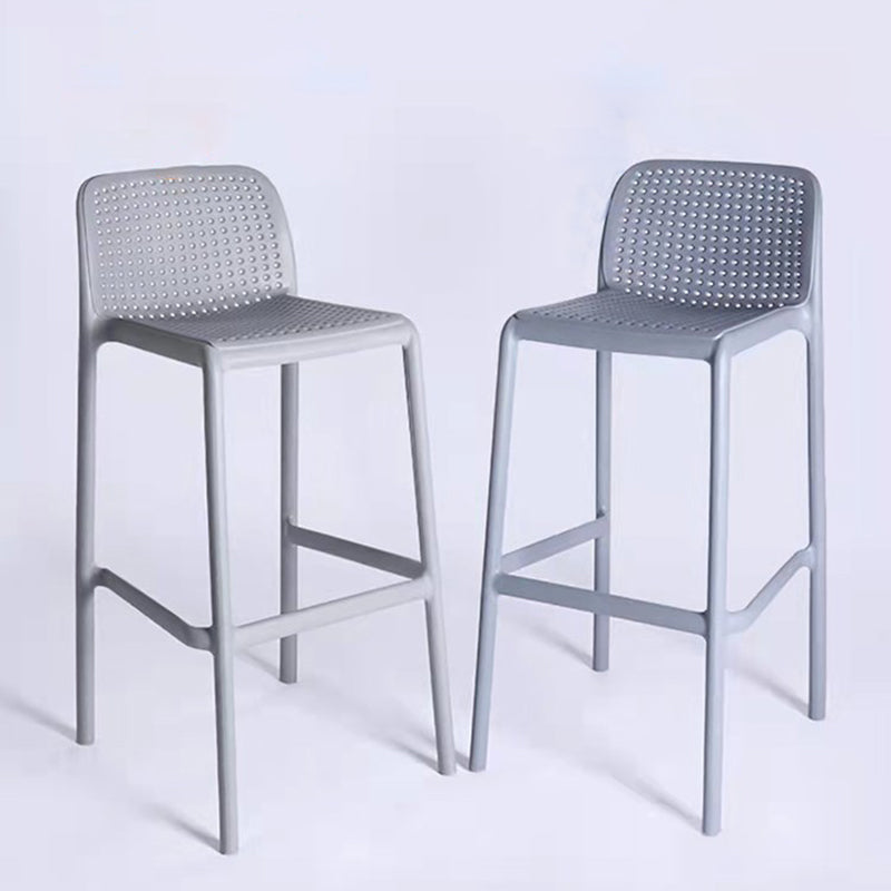 Modern Plastic Counter Stool Low Back Square Stool for Living Room