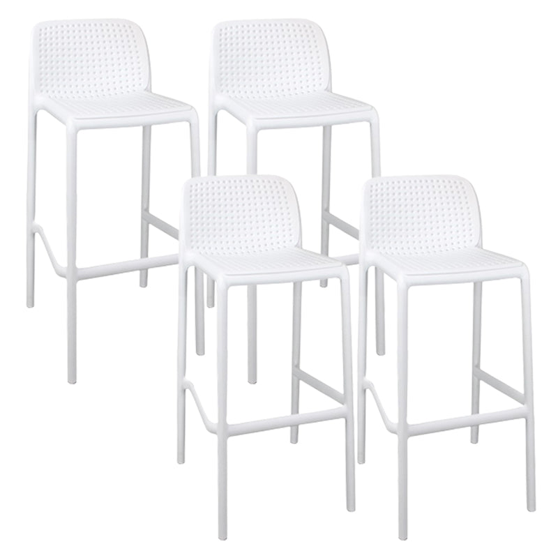 Modern Plastic Counter Stool Low Back Square Stool for Living Room