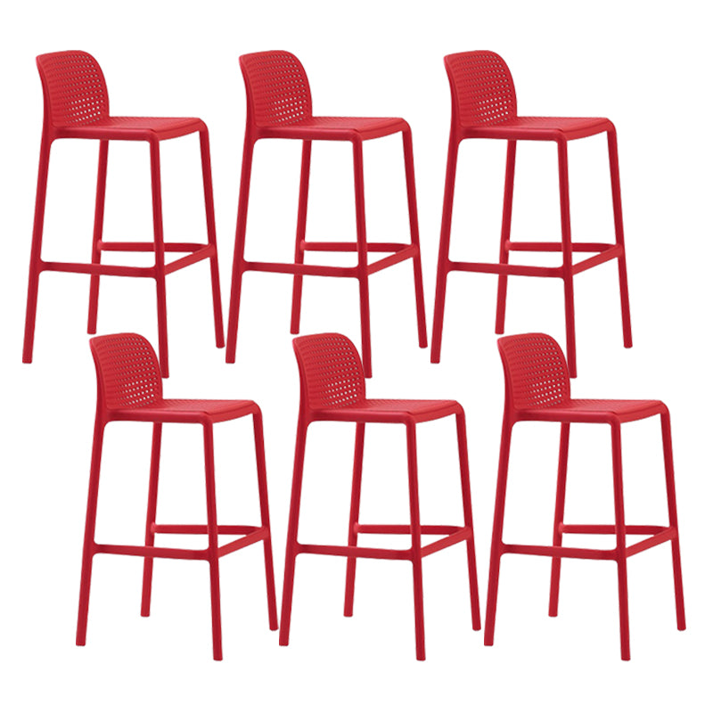Modern Plastic Counter Stool Low Back Square Stool for Living Room