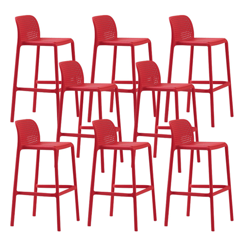 Modern Plastic Counter Stool Low Back Square Stool for Living Room