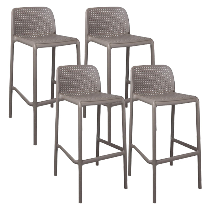 Modern Plastic Counter Stool Low Back Square Stool for Living Room