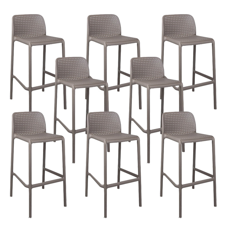Modern Plastic Counter Stool Low Back Square Stool for Living Room