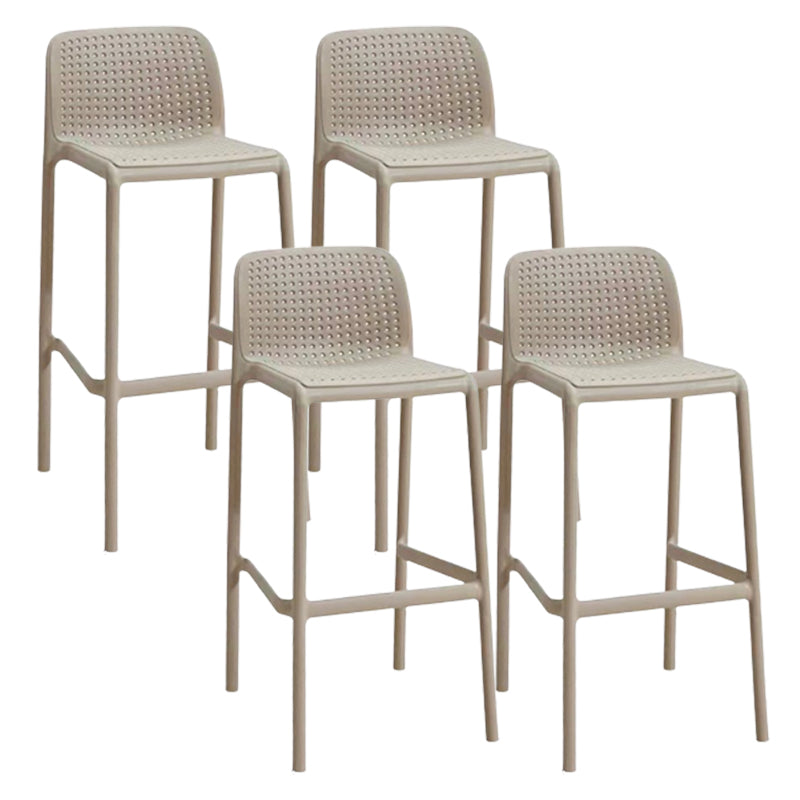 Modern Plastic Counter Stool Low Back Square Stool for Living Room