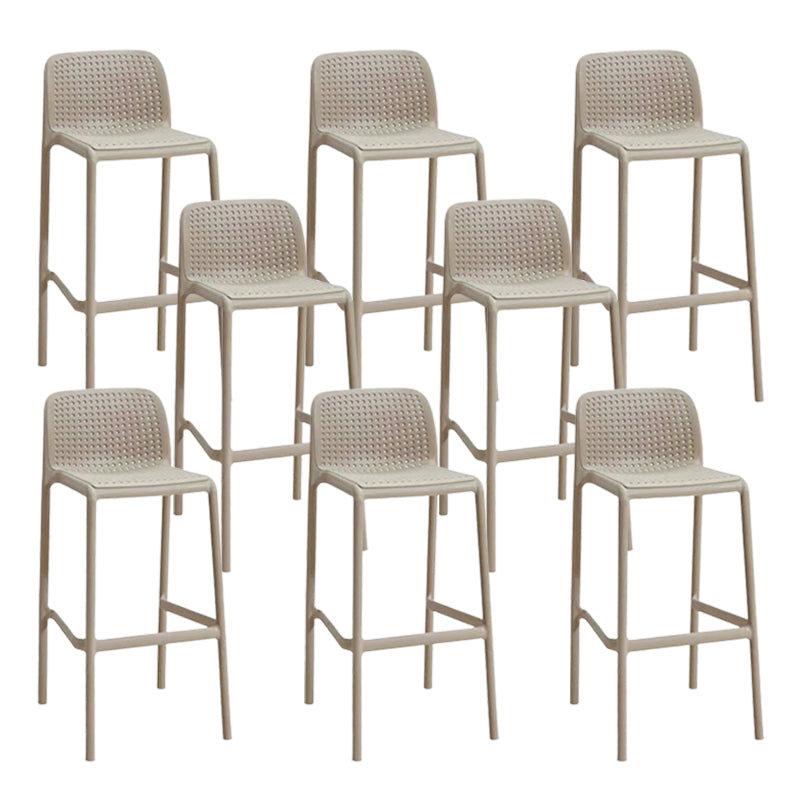 Modern Plastic Counter Stool Low Back Square Stool for Living Room